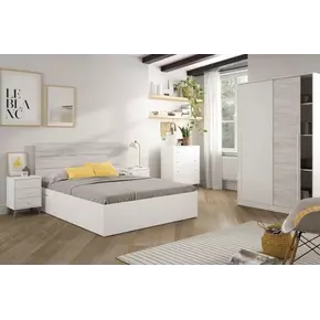 Buy Crawley Small Narrow Sliding 2 Door Wardrobe Artic White and White Oak Effect 120cm Wide, 3 from Furnituretta