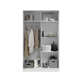 Buy Crawley Small Narrow Sliding 2 Door Wardrobe Artic White and White Oak Effect 120cm Wide, 2 from Furnituretta