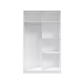 Buy Crawley Small Narrow Sliding 2 Door Wardrobe Artic White and White Oak Effect 120cm Wide, 4 from Furnituretta