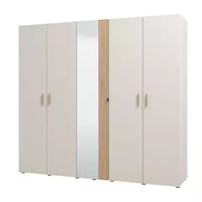 Buy Glossop Cashmere And Artisan Oak Effect Mirrored 5 Door Wardrobe, 2 from Furnituretta