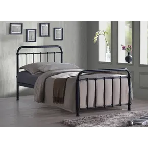 Buy Miami Metal Bed Frame – Classic Curved Metal Bed with Sprung Slats, Colour: Black, Bed Size: Single (3ft), Item Width: 94, 2 from Furnituretta