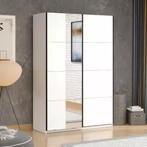 Buy Newbury White Sliding Wardrobe with Mirror, Colour: White from Furnituretta