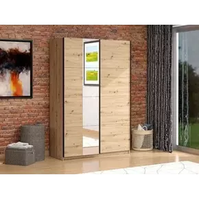 Buy Newbury Oak Effect Sliding Wardrobe with Mirror, Colour: Oak, 3 from Furnituretta