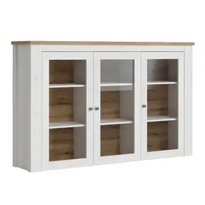 Buy Celesto 2 Door 2 Drawer Sideboard with 3 Door Display Top Unit inc. 6x Lights in White and Oak, 4 from Furnituretta
