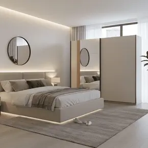 Buy Glossop Cashmere And Artisan Oak Effect Sliding Door Wardrobe 220cm, 4 from Furnituretta