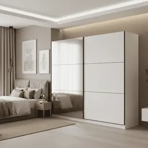 Buy Crewe Large Sliding Door Wardrobe with Mirror White 220cm, Colour: White, 4 from Furnituretta