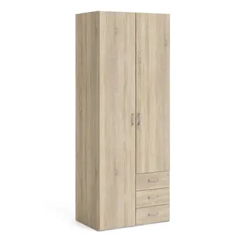 Buy Space-Saving Wardrobe in Oak: 2 Doors & 3 Drawers from Furnituretta