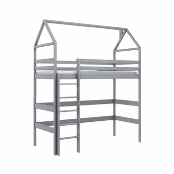 Buy Wooden Gloria Loft Bed – Space-Saving Style for Kids, Colour: Grey, Mattresses: Foam/Bonnell Mattress, 4 from Furnituretta