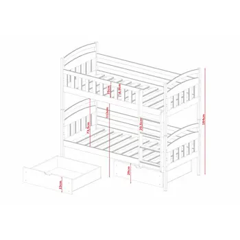 Buy Wooden Bunk Bed Ignas with Storage White Matt, Colour: White Matt, Mattresses: Foam Mattresses, Ladder: Right, 5 from Furnituretta