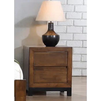 Buy Vulcan Nightstand 2 Drawer Rustic Oak from Furnituretta