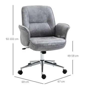 Buy Vinsetto Swivel Computer Office Chair Mid Back Desk Chair for Home Study Bedroom, Light Grey, 3 from Furnituretta