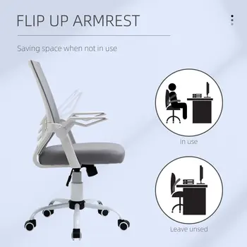 Buy Vinsetto Office Chair, Ergonomic Desk Chair, Executive Computer Chair with 90° Flip-up Armrest and Lumbar Support, Adjustable Height for Home/Office, Grey, 7 from Furnituretta