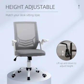 Buy Vinsetto Office Chair, Ergonomic Desk Chair, Executive Computer Chair with 90° Flip-up Armrest and Lumbar Support, Adjustable Height for Home/Office, Grey, 4 from Furnituretta