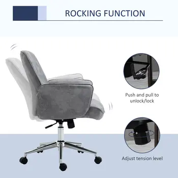 Buy Vinsetto Swivel Computer Office Chair Mid Back Desk Chair for Home Study Bedroom, Light Grey, 5 from Furnituretta