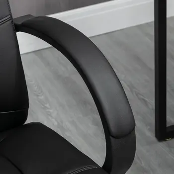 Buy Vinsetto Office Chair, PU Leather Desk Chair with 13cm Soft Padded Seat and Backrest, Swivel Chair with Adjustable Height and Rolling Wheels, Black, 9 from Furnituretta