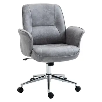 Buy Vinsetto Swivel Computer Office Chair Mid Back Desk Chair for Home Study Bedroom, Light Grey from Furnituretta