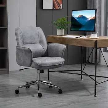 Buy Vinsetto Swivel Computer Office Chair Mid Back Desk Chair for Home Study Bedroom, Light Grey, 2 from Furnituretta
