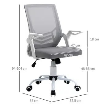 Buy Vinsetto Office Chair, Ergonomic Desk Chair, Executive Computer Chair with 90° Flip-up Armrest and Lumbar Support, Adjustable Height for Home/Office, Grey, 3 from Furnituretta