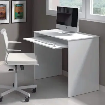 Buy Wells Small White Computer Desk – Compact with Keyboard Tray & Reversible Legs from Furnituretta