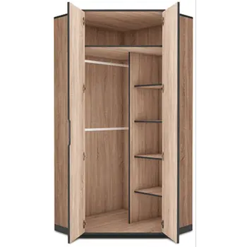 Buy Vant Corner Wardrobe – Oak Effect with Shelves and Hanging Rails, 2 from Furnituretta