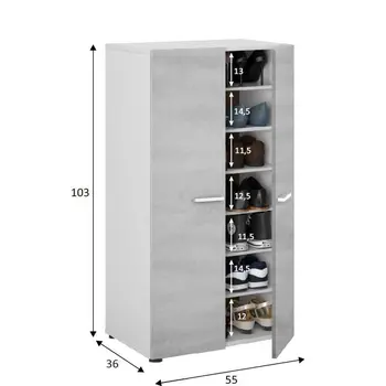 Buy Ware Shoe Cupboard Capacity 12-21 pairs Grey and White, 3 from Furnituretta
