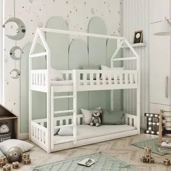 Buy Wooden Bunk Bed Pola White, Colour: White, Mattress Option: Foam Mattresses, 2 from Furnituretta
