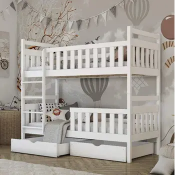 Buy Wooden Bunk Bed Monika with Storage White, Colour: White Matt, Mattresses: Without Mattresses, 5 from Furnituretta