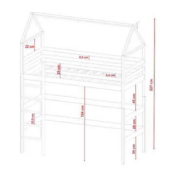 Buy Wooden Gloria Loft Bed – Space-Saving Style for Kids, Colour: White, Mattresses: Foam Mattress, 2 from Furnituretta