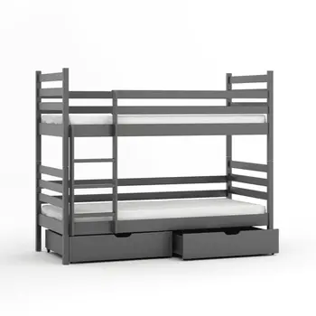 Buy Wooden Bunk Bed Nemo with Storage Graphite, Colour: Graphite, Mattresses: Without Mattresses, 7 from Furnituretta