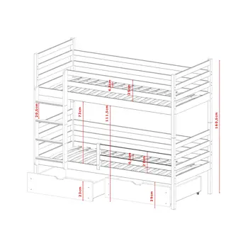 Buy Wooden Bunk Bed Nemo with Storage Graphite, Colour: Graphite, Mattresses: Without Mattresses, 6 from Furnituretta