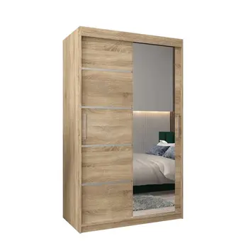 Buy Verona 02 Sliding Door Wardrobe Oak Sonoma 120cm, Colour: Oak Sonoma, Item Width: 120, 5 from Furnituretta