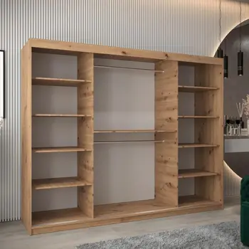 Buy Verona 01 Sliding Door Wardrobe Oak Artisan 250cm, Colour: Oak Artisan, Item Width: 250, 6 from Furnituretta