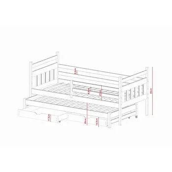 Buy Wooden Double Bed Daniel with Trundle and Storage Pine, Colour: Pine, Mattreses: Without Mattresses, 7 from Furnituretta