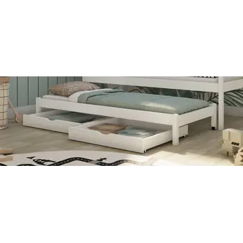 Buy Wooden Double Bed Daniel with Trundle and Storage White Matt, Colour: White Matt, Mattreses: Without Mattresses, 8 from Furnituretta