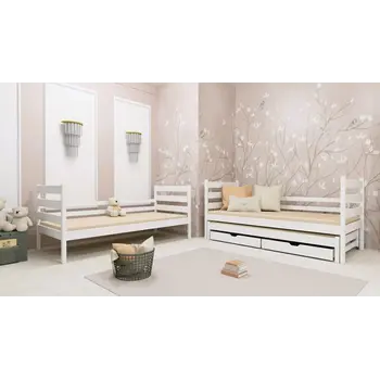 Buy Wooden Bunk Bed Tomi with Trundle and Storage White Matt, Colour: White Matt, Mattress: Without Mattresses, 8 from Furnituretta