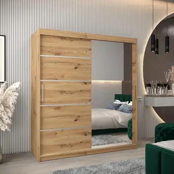 Buy Verona 02 Sliding Door Wardrobe Oak Artisan 180cm, Colour: Oak Artisan, Item Width: 180, 6 from Furnituretta