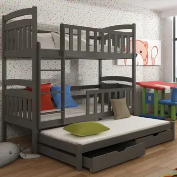 Buy Viki Bunk Bed Graphite: Space-Saving Sleep Solution for Kids, Colour: Graphite, Mattresses: Foam Mattresses from Furnituretta