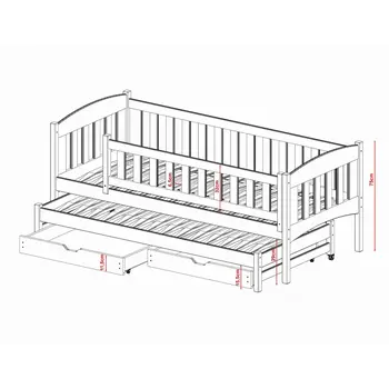 Buy Wooden Double Bed Amelka with Trundle and Storage, Colour: Grey Matt, Mattreses: Foam Mattresses, 5 from Furnituretta