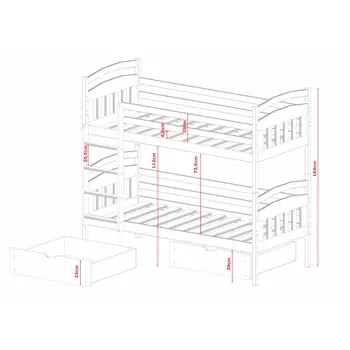 Buy Space-Saving Sleep & Storage: Gabi Bunk Bed White Matt with Drawers, Colour: White Matt, Mattresses: Foam Mattresses, 9 from Furnituretta