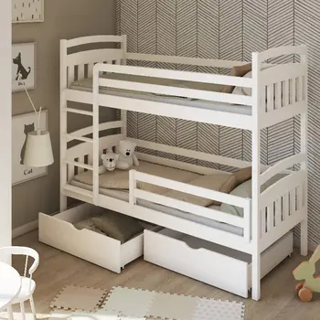 Buy Space-Saving Sleep & Storage: Gabi Bunk Bed White Matt with Drawers, Colour: White Matt, Mattresses: Foam Mattresses, 5 from Furnituretta