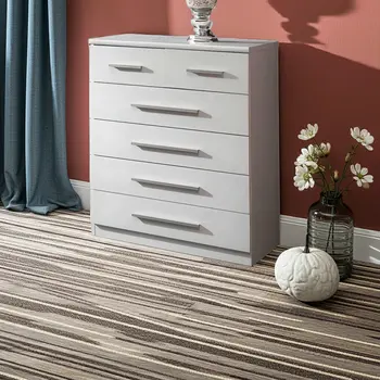 Buy Topline Chest 4+2 – White Finish | Modern 6-Drawer Bedroom Storage, Colour: White, Item Width: 70, 5 from Furnituretta