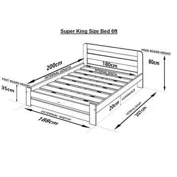 Buy Aurora (F1) Handmade Wooden Bed Frame – Super King Solid Pine in Oak, Colour: Oak, Bed Size: Super King (6ft), 10 from Furnituretta