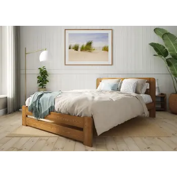 Buy Aurora (F1) Handmade Wooden Bed Frame – Super King Solid Pine in Oak, Colour: Oak, Bed Size: Super King (6ft), 8 from Furnituretta