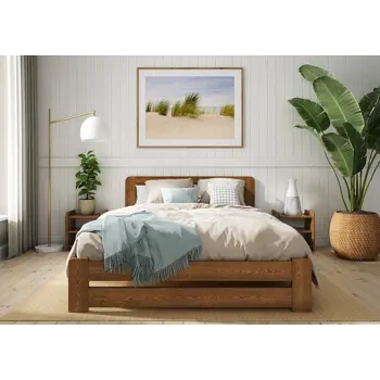 Buy Aurora (F1) Handmade Wooden Bed Frame – Super King Solid Pine in Oak, Colour: Oak, Bed Size: Super King (6ft), 9 from Furnituretta