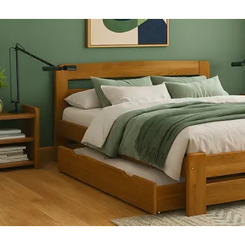 Buy Handcrafted Underbed Storage Drawer Oak – Smooth Sliding with Hand Grooves 150cm, Colour: Oak, Item Width: 150 - 3/4 size, 6 from Furnituretta