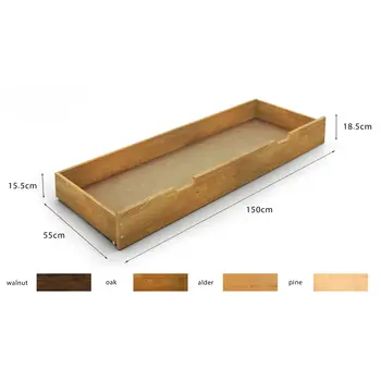 Buy Handcrafted Underbed Storage Drawer Oak – Smooth Sliding with Hand Grooves 150cm, Colour: Oak, Item Width: 150 - 3/4 size, 5 from Furnituretta