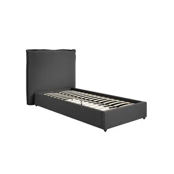 Buy Sunday Bed in Deep Grey – Single (3ft) with Pillow‑Style Headboard, Colour: Deep Grey, Bed Size: Single (3ft), 3 from Furnituretta