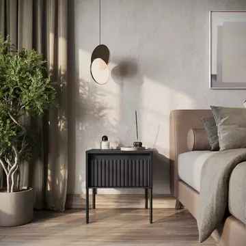 Buy Trend TR-10 Bedside Cabinet Black Matt 46cm, Colour: Black Matt, Width: 46 from Furnituretta