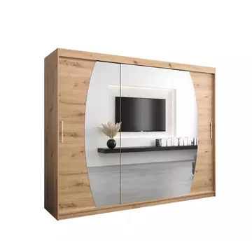 Buy Elypse Sliding Door Wardrobe 250cm, Colour: Oak Artisan, Item Width: 250 from Furnituretta