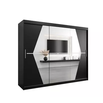 Buy Boliwia Sliding Door Wardrobe 250cm, Colour: Black, Item Width: 250 from Furnituretta